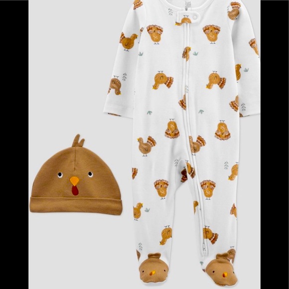 Carter's Other - NWT nb boy girl carters thanksgiving cap hat sleeper Turkey feet pajamas layette